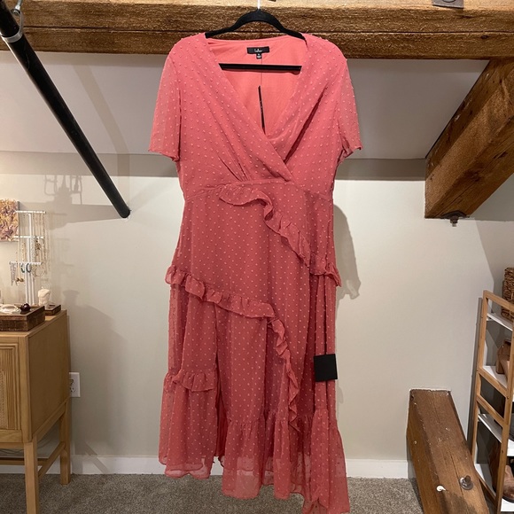 Rusty Rose Swiss Dot Ruffled Mini Dress - Picture 4 of 10